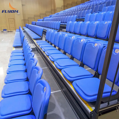 4-10 Rows Retractable Bleacher Seating With Silver Finish And Customizable Height
