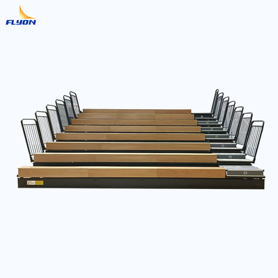 New 4-10 Rows Retractable Bleacher Seating With  Wooden Bench And Customizable Height