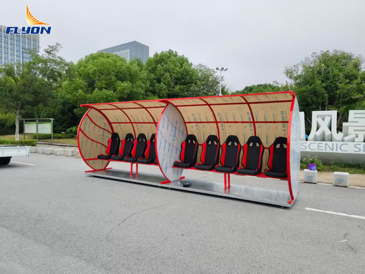 EN 13501 Certified Fire-Retardant Leather Portable Bench Shelter with Wheels for Football Teams