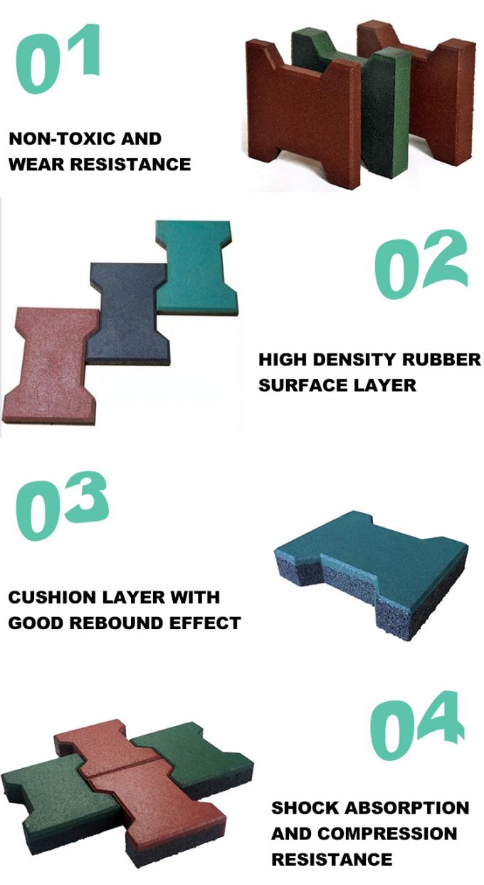 Playground Rubber Flooring Mat with Easy Installation and Endurable Dog bone paver 1